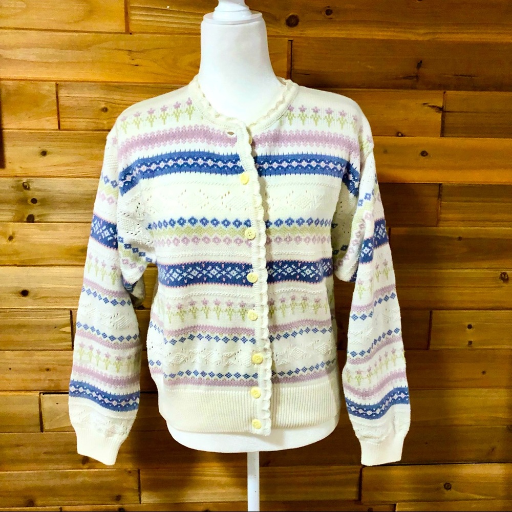 VTG Liz Sport cottage core cardigan cotton sweater